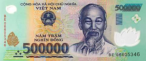 Vemos un billete de Viet nam de $500.000 dongs