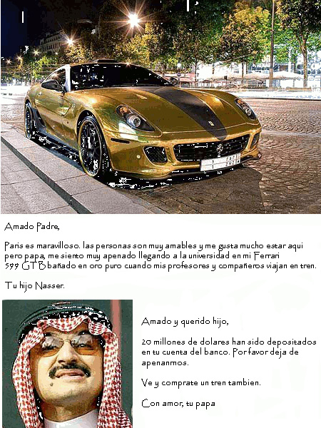 Un carro con baño en oro y un hombre árabe con su atuendo
