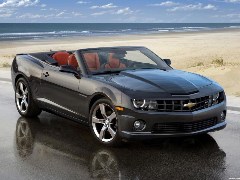 Vemos a un hermoso carro convertible color gris frente a una playa