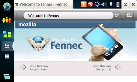 Vemos un navegador muy potente para celulares fennec alpha 1 se muestra   en pantalla tambien vemos las palabras welcome to fennec