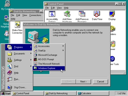 Vemos un computdor con la llegada de windows 95 en su pantalla