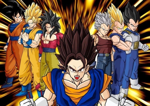 Vemos varios muñecos con vestidos de colores vistosos y grandes penachos en sus cabezas