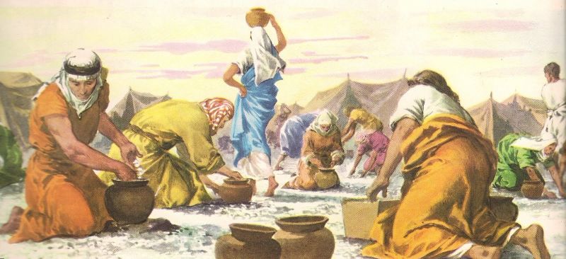 Personas haciendo el maná