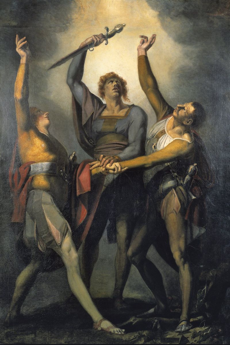 Imagen donde tres hombres que están elevando sus manos hacia arriba