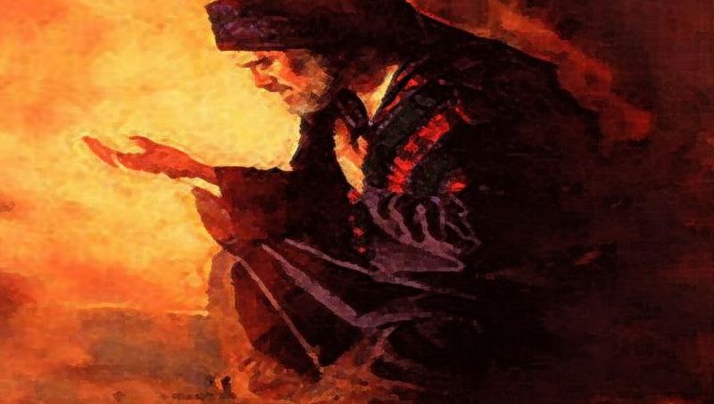 hombre en aparente oracion