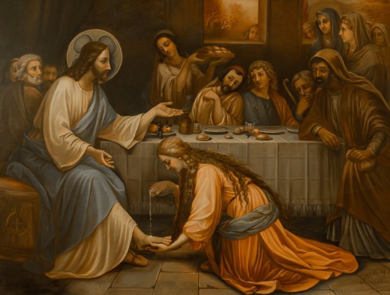 Mujer lavando los pies de Jesús