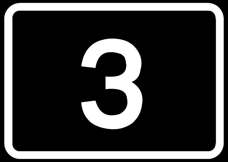 Vemos un cuadrado en fondo negro  con un gran numero tres