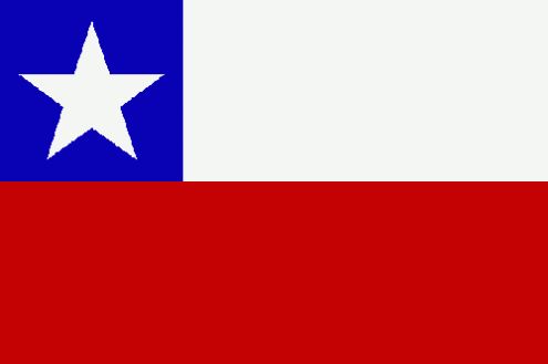 Observamos otra bandera que tiene  un fondo azul y dentro una estrella blanca  el otro pedazo blanco y la otra mitad de la bandera es de color rojo